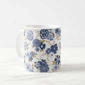 Illustratie Blue Vector Flowers Vines Koffiemok (Voorkant links)