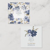 Illustratie Blue Vector Flowers Vines Vierkante Visitekaartje (Voorkant / Achterkant)