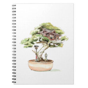 Illustratie Bonsai-boom  Notitieboek