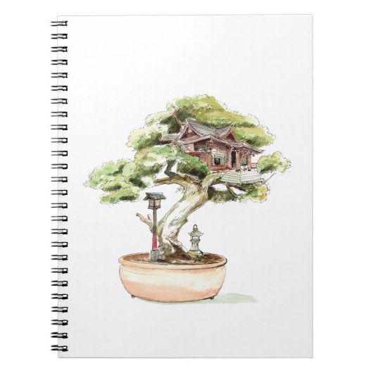Illustratie Bonsai-boom Notitieboek (Voorkant)