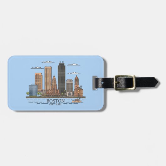 Illustratie Boston City, Boston MA Bagagelabel (Voorkant horizontaal)