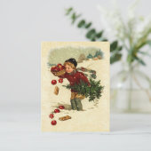  Illustratie Boy Kerstboom Cookies Feestdagenkaart (Staand voorkant)