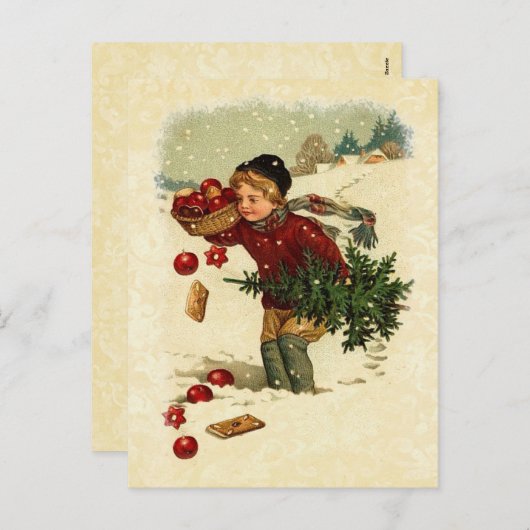  Illustratie Boy Kerstboom Cookies Feestdagenkaart (Voorkant / Achterkant)