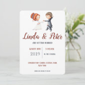 Illustratie Bride Groom Dansende Waltz Wedding Kaart (Staand voorkant)