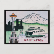 Illustratie Briefkaart Washington State