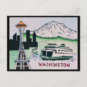 Illustratie Briefkaart Washington State