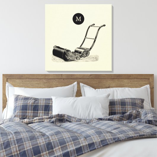  ILLUSTRATIE British Lawn Mower Monogram C Canvas Afdruk (Insitu (Slaapkamer))