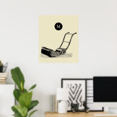  ILLUSTRATIE British Lawn Mower Monogram P Poster (Thuiskantoor)