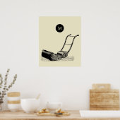  ILLUSTRATIE British Lawn Mower Monogram P Poster (Keuken)