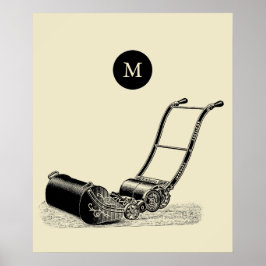  ILLUSTRATIE British Lawn Mower Monogram P Poster