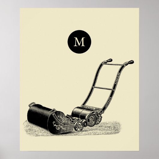  ILLUSTRATIE British Lawn Mower Monogram P Poster (Voorkant)