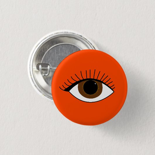 Illustratie bruine ogen ronde button 3,2 cm (Voorkant /achterkant)