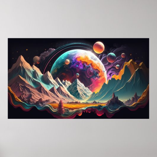 Illustratie buitenaardse planeet poster (Voorkant)
