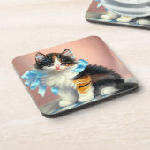  illustratie Calico Kitten Bier Onderzetter (Linkerzijde)