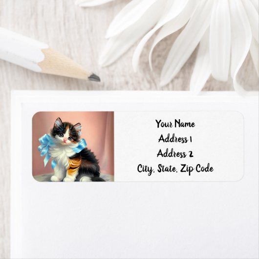  illustratie Calico Kitten Etiket (Insitu)