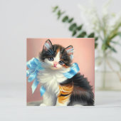 illustratie Calico Kitten Kaart (Staand voorkant)