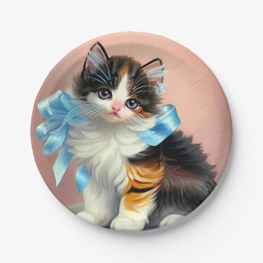 illustratie Calico Kitten Papieren Bordje (Voorkant)