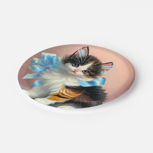  illustratie Calico Kitten Papieren Bordje (Gekanteld)