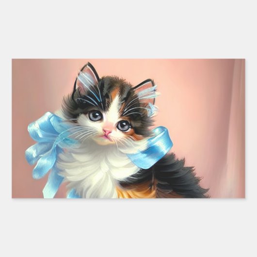 illustratie Calico Kitten Rechthoekige Sticker (Voorkant)