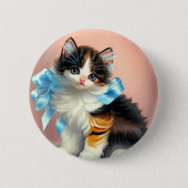  illustratie Calico Kitten Ronde Button 5,7 Cm (Voorkant)