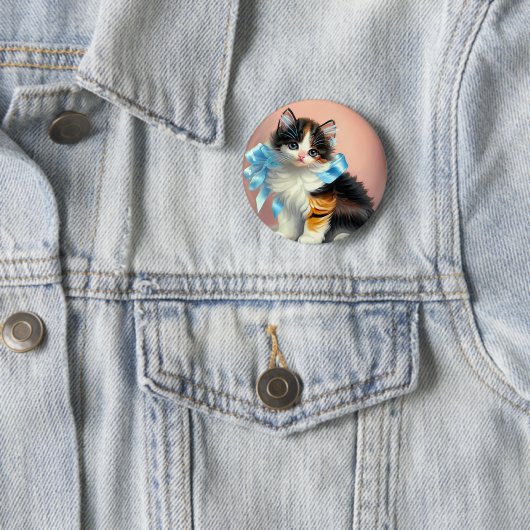  illustratie Calico Kitten Ronde Button 5,7 Cm (In situ)