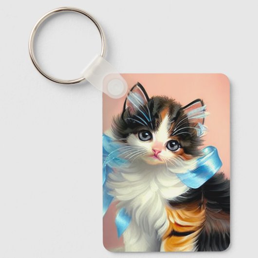  illustratie Calico Kitten Sleutelhanger (Voorkant)