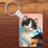 illustratie Calico Kitten Sleutelhanger (Voorkant)