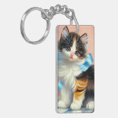illustratie Calico Kitten Sleutelhanger (Voorkant Links)