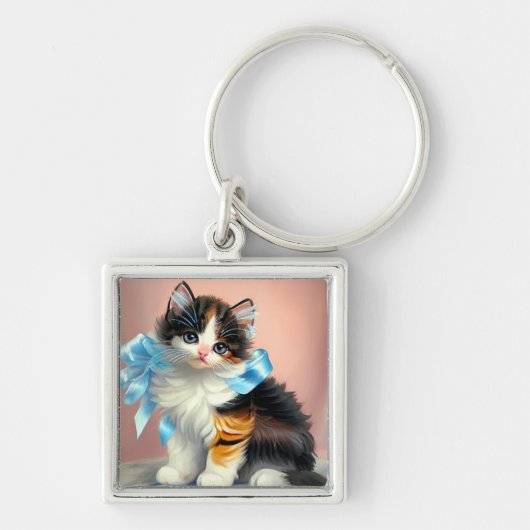 illustratie Calico Kitten Sleutelhanger (Voorkant)