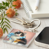 illustratie Calico Kitten Sleutelhanger (Voorkant Rechts)