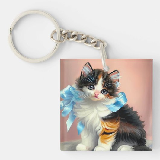 illustratie Calico Kitten Sleutelhanger (voorkant)