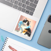 illustratie Calico Kitten Sticker (Laptop met iPhone)
