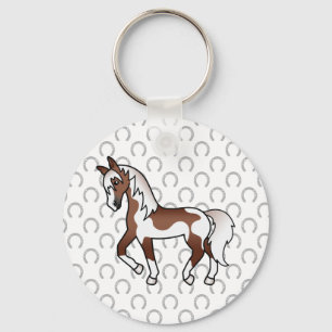 Illustratie Cartoon bruine pinto Trotting Horse Sleutelhanger