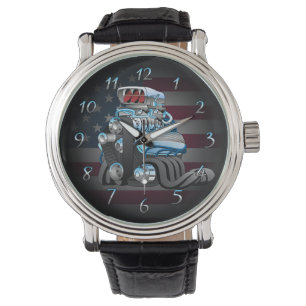Illustratie Cartoon Hotrod Racing Car Engine Horloge