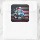 Illustratie Cartoon Hotrod Racing Car Engine Vierkante Sticker (Tas)