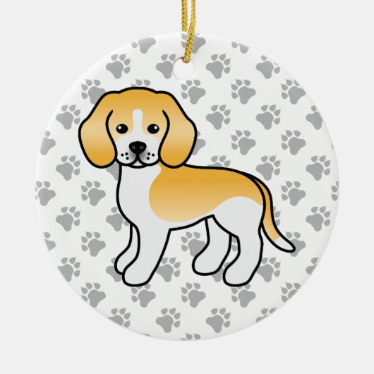 Illustratie Cartoon Lemon and White Beagle Dog Keramisch Ornament (Voorkant)
