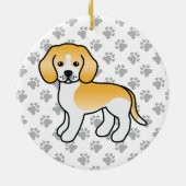 Illustratie Cartoon Lemon and White Beagle Dog Keramisch Ornament (Achterkant)