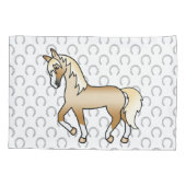 Illustratie Cartoon Palomino Trotting Horse Cute Kussensloop (Achterkant)