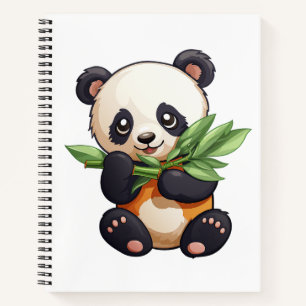 illustratie cartoon panda notitieboek