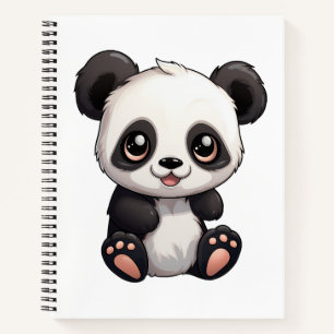 illustratie cartoon panda notitieboek