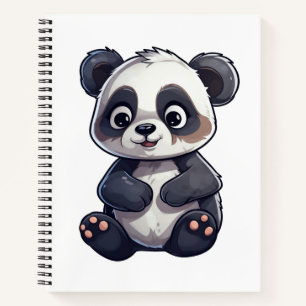 illustratie cartoon panda notitieboek