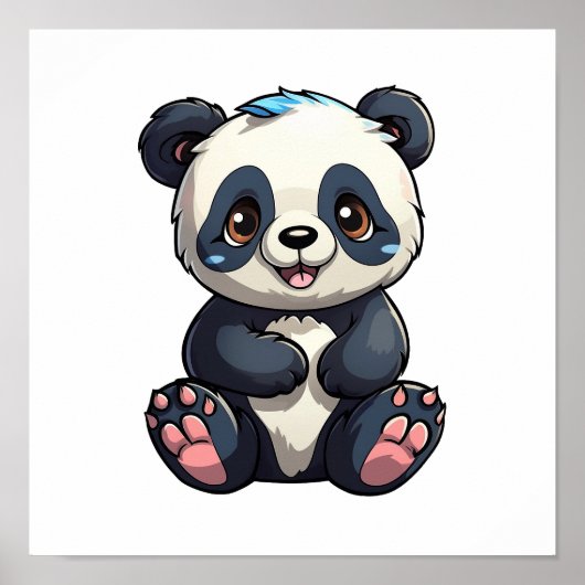 illustratie cartoon panda poster (Voorkant)
