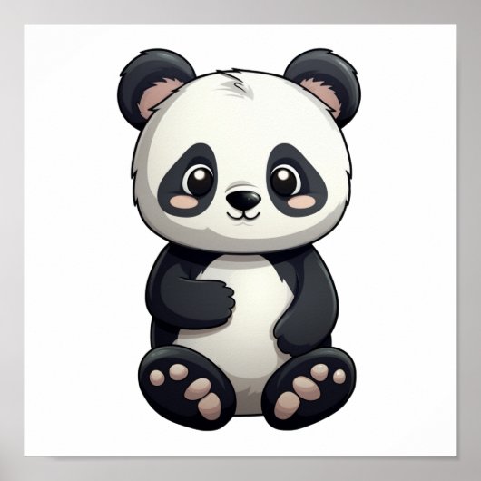illustratie cartoon panda poster (Voorkant)