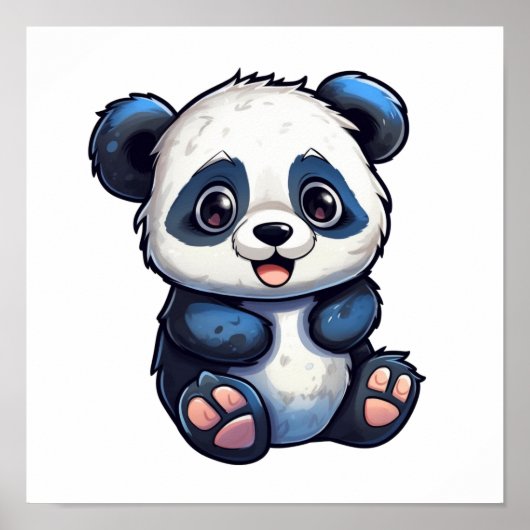illustratie cartoon panda poster (Voorkant)