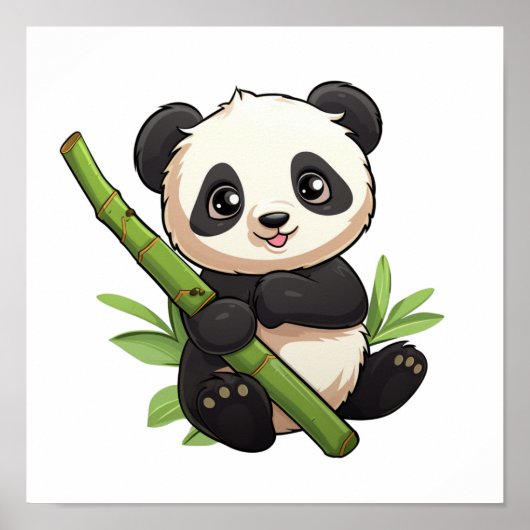 illustratie cartoon panda poster (Voorkant)