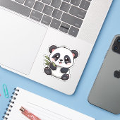 illustratie cartoon panda sticker (Laptop met iPhone)