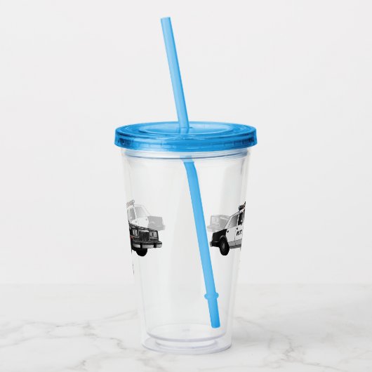 Illustratie cartoon politieauto acryl drinkbeker (Links)