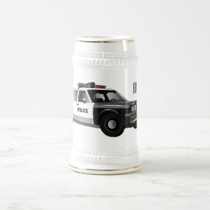 Illustratie cartoon politieauto bierpul
