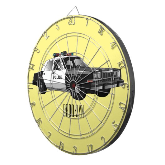 Illustratie cartoon politieauto dartbord (Voorkant Rechts)