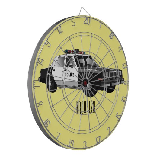 Illustratie cartoon politieauto dartbord (Voorkant Links)